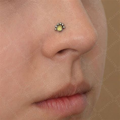 surgical steel nose stud  cz gemstone works  tragus ring