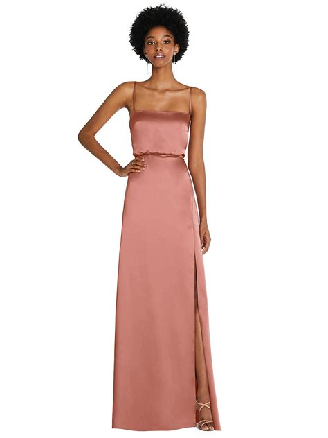 Low Tie-back Maxi Bridesmaid Dress With Adjustable Skinny Straps In