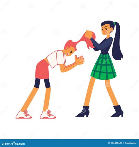Cartoon Boy Pulling Girls Hair