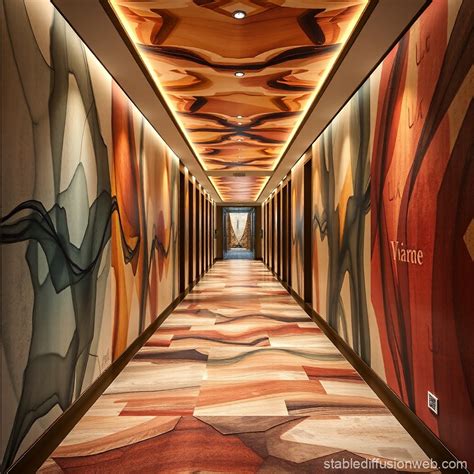 eye catching hotel corridor art stable diffusion