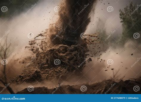 close   tornado  debris  dust spinning   air stock