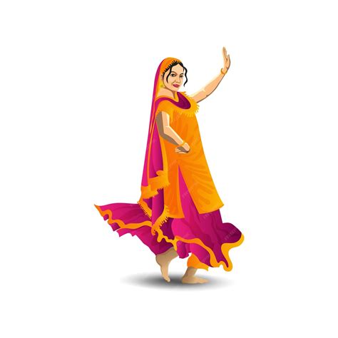 Premium Vector | Indian punjabi woman dancing bhangra vector