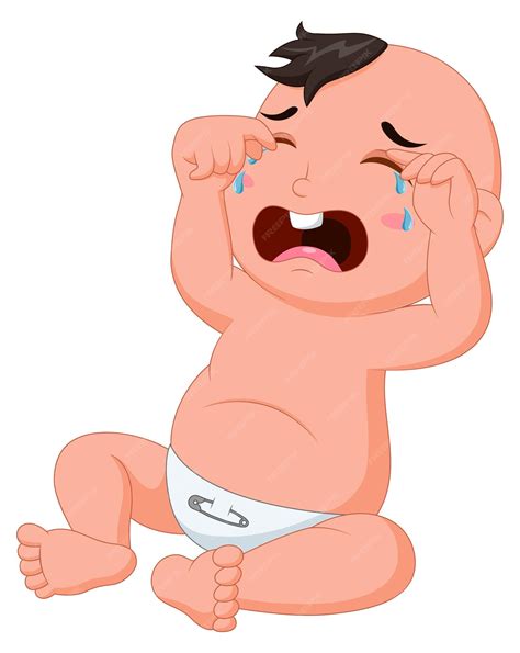 premium vector cartoon cute baby sitting crying vector illustration