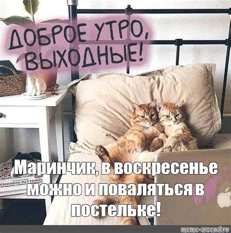 Мем: "Маринчик, в воскресенье можно и поваляться в постельке!" - Все ...