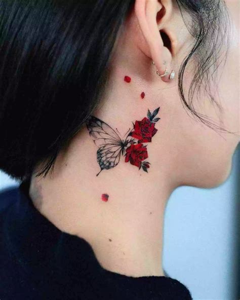 butterfly tattoo neck 3