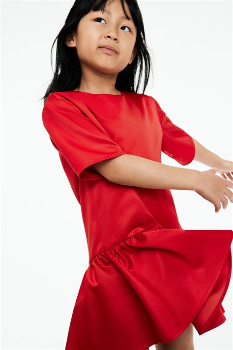 Satin Dress - Red - Kids | H&M PH