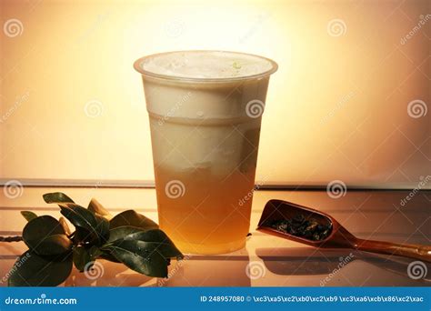 Milk tea stock photo. Image of plastic, shadow, light - 248957080