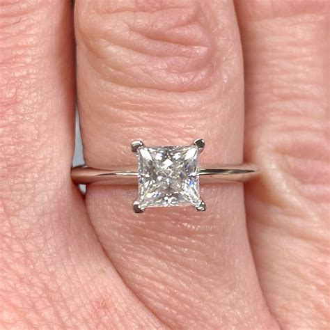 1.5 Carat Princess Cut Moissanite Diamond Solitaire Engagement Ring in ...