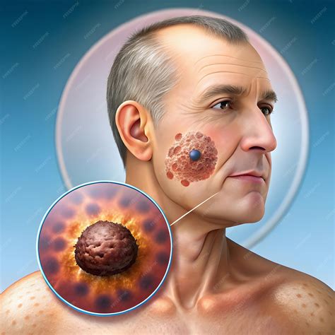 Melanoma skin cancer mole medical illustration dangerous tumor