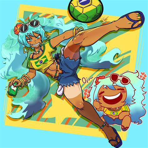 hatsune miku and brazilian miku (vocaloid and 1 more) drawn by user