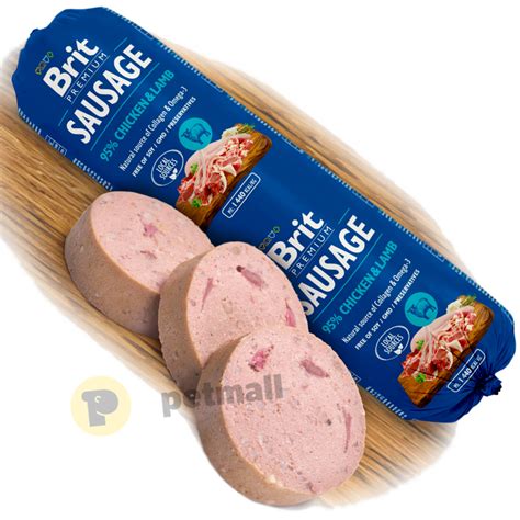Деликатесен салам за кучета Brit Sausage Chicken & Lamb - с 85% свежо ...