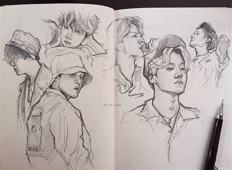 𝒑𝒊𝒏𝒕𝒆𝒓𝒆𝒔𝒕: 𝒔𝒉𝒚𝒚𝒋𝒆𝒐𝒏𝒈 | Bts drawings, Sketch book, Kpop drawings