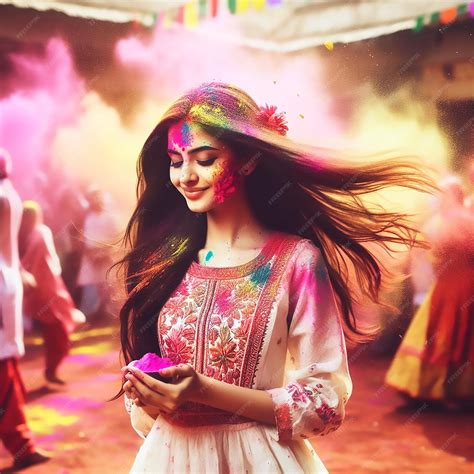 premium photo  realistic happy holi image  splash  color powder