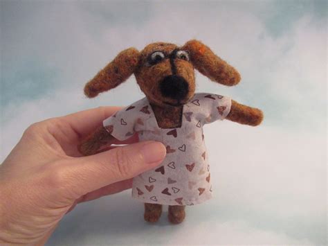 Mini Doxie Doll, Brown Dog, Felted Dachshund - Etsy