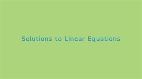 solutions  linear equations planet nutshell