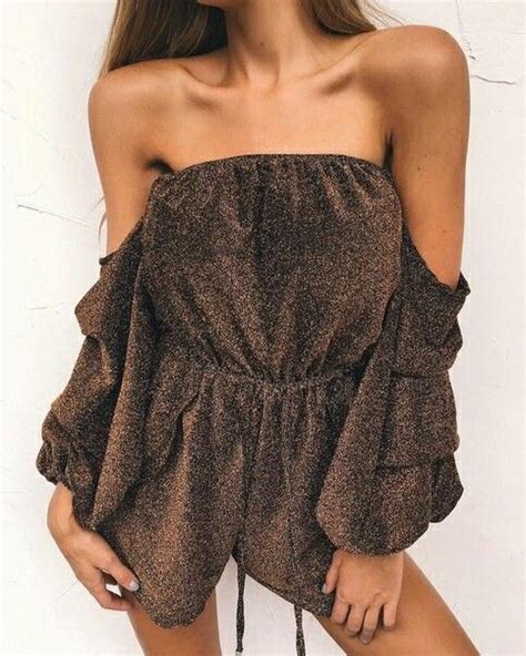 Cool look | Popular spring outfits, Off the shoulder playsuit, Fashion ...