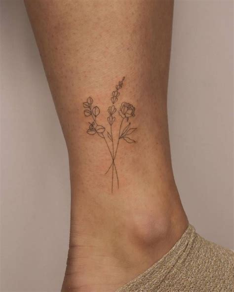 Fine Line Flower Bouquet Tattoo | Birth flower tattoo fine line