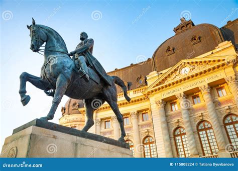 Equestrian Statue of Carol I in Front of the Royal Palace in Bucharest ...