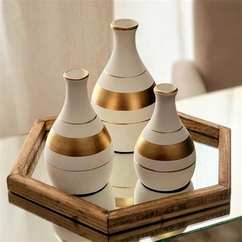 Vasos Decorativo Para Mesa - Kit Trio 3 Vasos Ceramica Enfeite Decorativo Centro De Mesa Sala rack ...