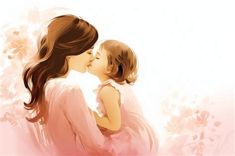 Mothers Day Heartfelt Kiss Vector | Premium AI-generated image