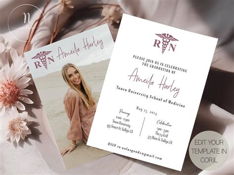 Nurse Pinning Ceremony Invitations, Nurse Graduation Invitation, RN ...