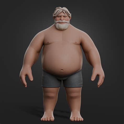 Stylized Fat Character | Men models | BlenderKit