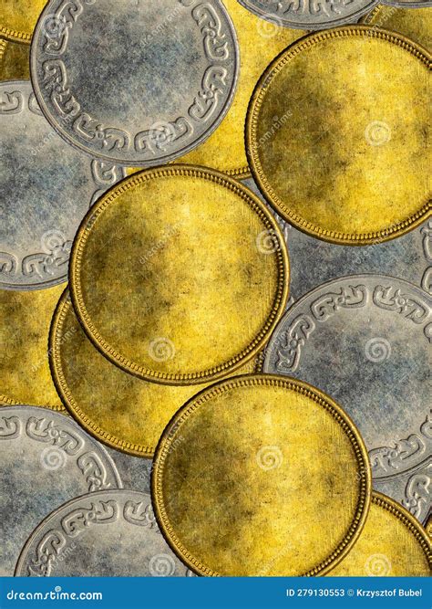 Old Clean Gold and Silver Coins. Background Stock Image - Image of