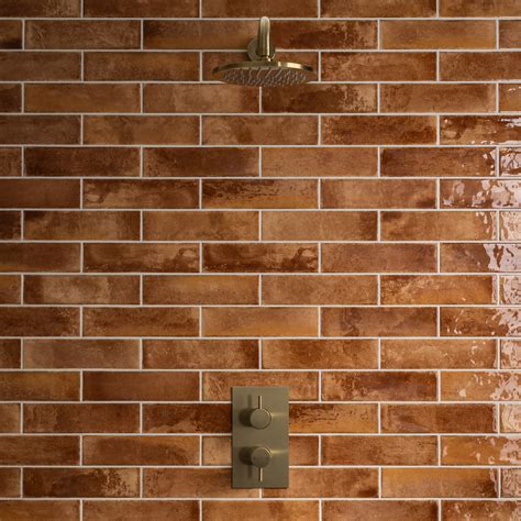 willaton rustic brown gloss wall tiles   mm