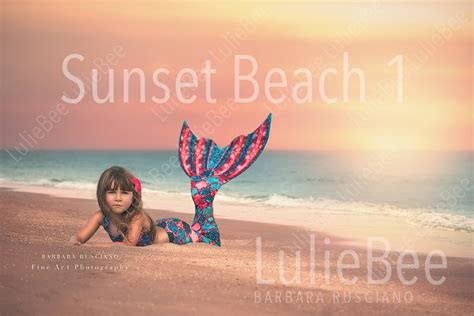 Sunset Beach Digital Background 1, Dreamy Beach Digital Backdrop, Ocean ...