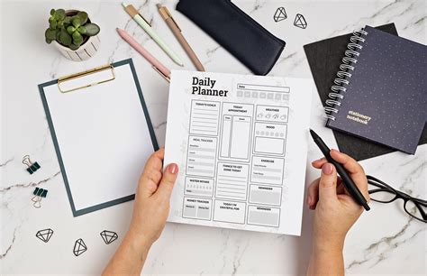 Daily Planner Template, Instant Download, Organizer and Daily Scheduler