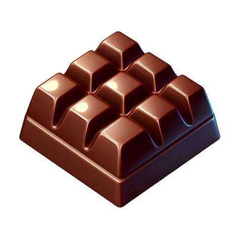 3D Chocolate Piece with Glossy Texture Delicious Candy Block