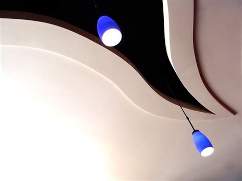 Curved ceiling design with blue pendant lights Free Stock Photo ...