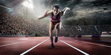 Female Athlete Sprinting by Dmytro Aksonov