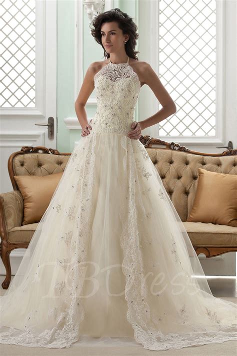Lace Halter Wedding Dress With Sash