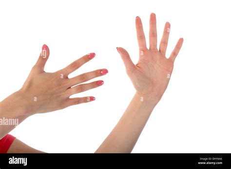 Female hands showing ten fingers isolated on white background Stock ...
