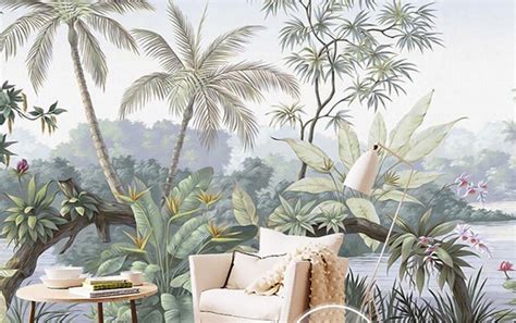 Oil Painting Tropical Rainforest Wallpaper Wall Mural Jungle | Etsy UK