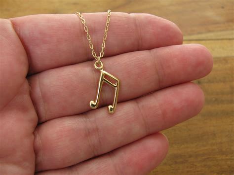 Musical Note Gold Necklace Gold Filled 14k Pendant Musical - Etsy