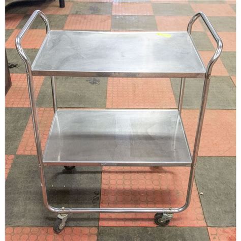 STAINLESS STEEL CATERING TABLE ON WHEELS
