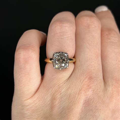 4.91 Old Mine Brilliant Cut Diamond Engagement Ring in 18k | Brilliant
