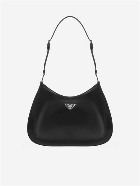 Prada Cleo Leather Shoulder Bag in Black | Lyst