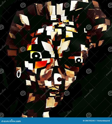 Abstract: Beautiful, Older, Skinny Black Woman Stock Illustration