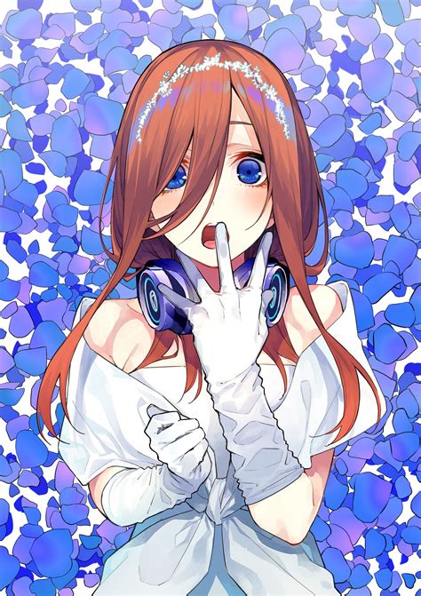haruba negi 5-toubun no hanayome nakano miku dress headphones wedding