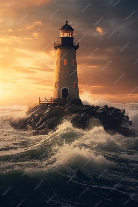Premium AI Image | An old lighthouse standing against a storm
