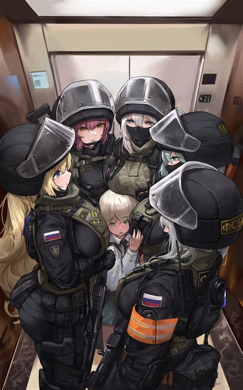 group of women, anime, anime girls, military uniform, armor, helmet