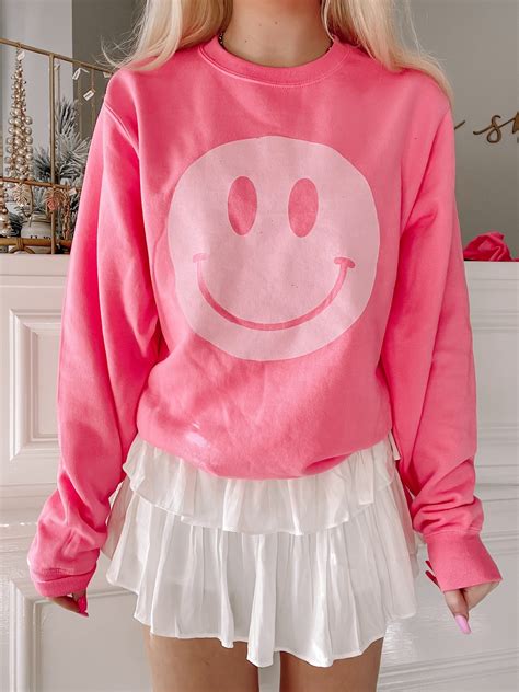Hot Pink Happy Crewneck | Cute preppy outfits, Preppy outfit, Preppy ...