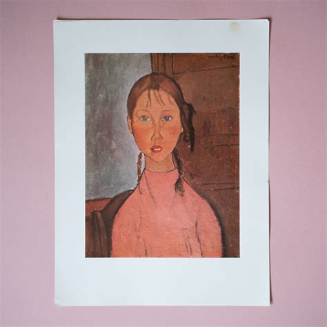Vintage 1940s Amadeo Modigliani "Girl in Pink" Portrait Art Print ...