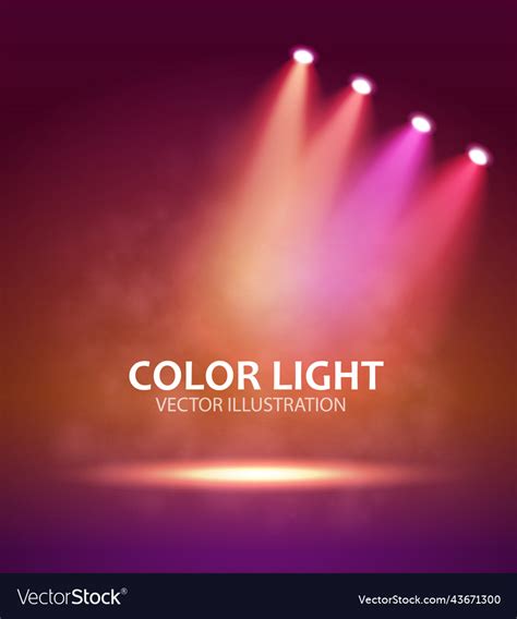 Four spotlight on stage for your design colorful Vector Image