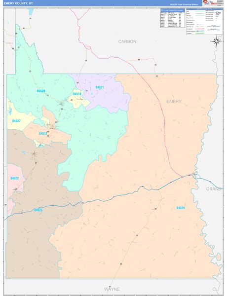 Emery County, UT Wall Map Color Cast Style by MarketMAPS - MapSales