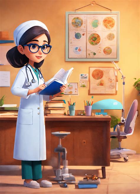 Lexica - Animation doctor studying in her classroom, the word Zahra ...
