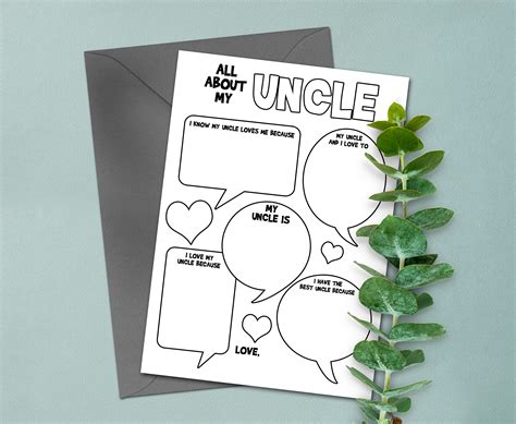 Uncle Gifts, Printable Uncle Birthday Card From Niece - Worksheets